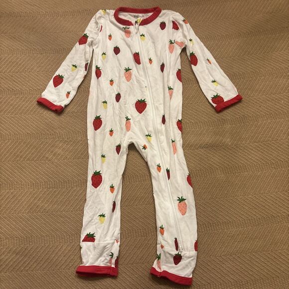 Kyte Baby Pajama Full Zip 12-18 Month One Piece Multicolor Strawberry Bamboo - Picture 2 of 7